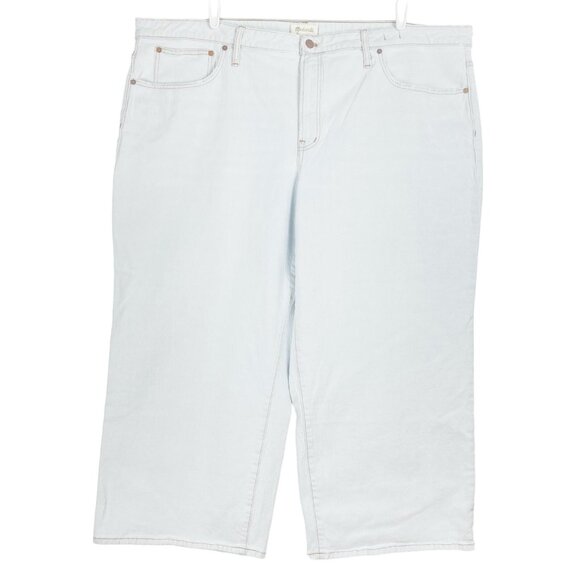 NWT Madewell Women's Light Blue Denim Crop Jeans Sz 26W Perfect Vintage Wide Leg - Picture 1 of 11